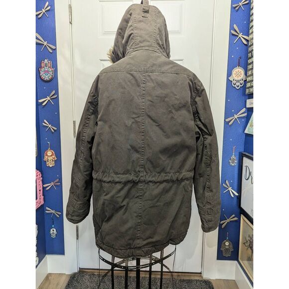 American Eagle Heavyweight Parka Military Field Jacket with Faux Fur Hood - Picture 4 of 16